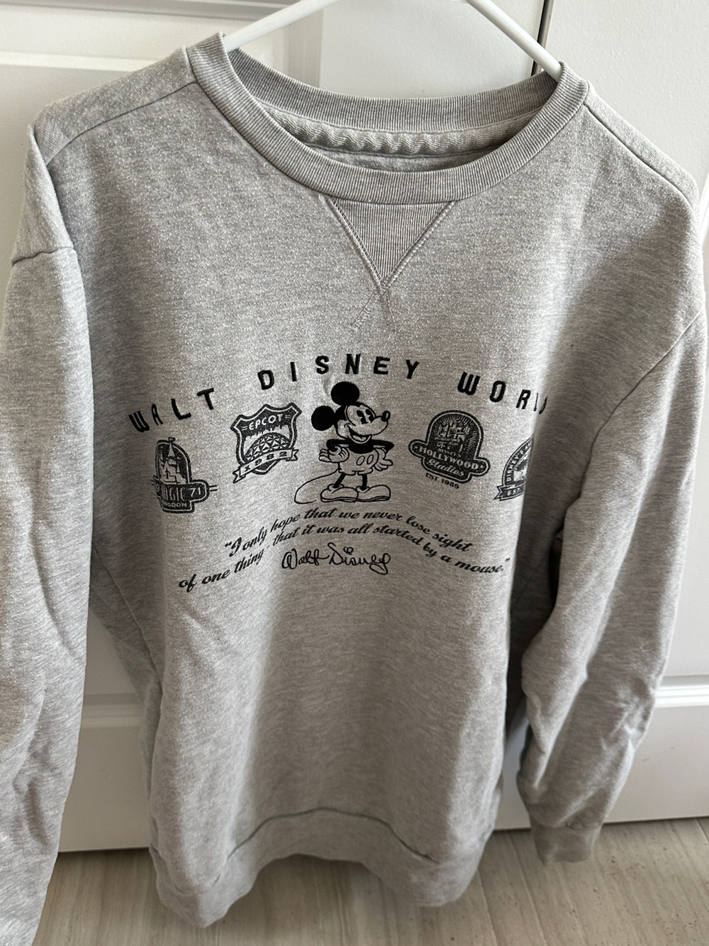 Disney Parks Gray Walt Disney World Mickey Embroidered Crewneck Sweatshirt